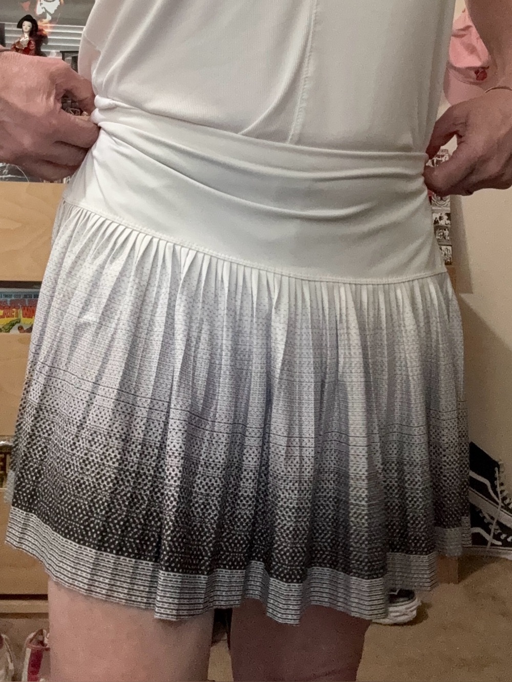 K-Swiss White Skater Skirt with Gray Shield Logo